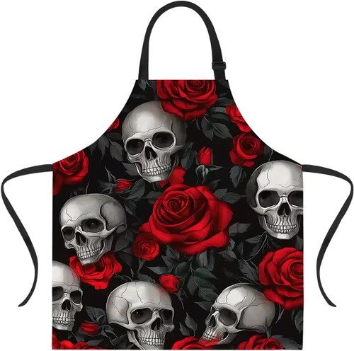 Vista 64 de ANNA QUEEN Delantal de Feliz Navidad para mujeres y hombres con bolsillos, delantal de muñeco de nieve, delantal de cocina ajustable para cocinero