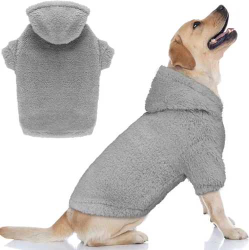 Vista 17 de Suéteres mullidos para perros medianos, suéter con capucha para perro, ropa cálida, suave y acogedora, abrigos para mascotas, sudadera con capucha