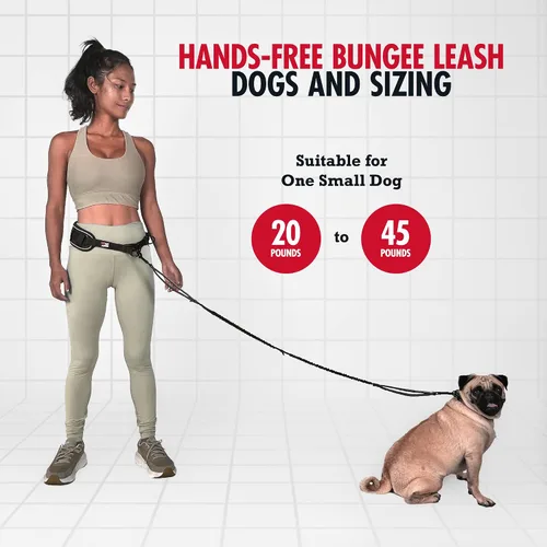 Vista 2 de Tuff Pupper Correa de perro resistente manos libres Un perro pequeño/mediano de hasta 45 libras Cómodo elástico absorbente de golpes Asas