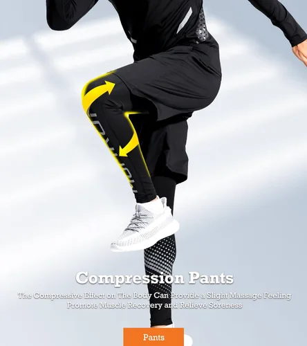 Vista 4 de BOOMCOOL Conjuntos de entrenamiento de 5 piezas que incluyen camisa de compresión, pantalones y chaqueta con capucha para hombres, deportes al aire