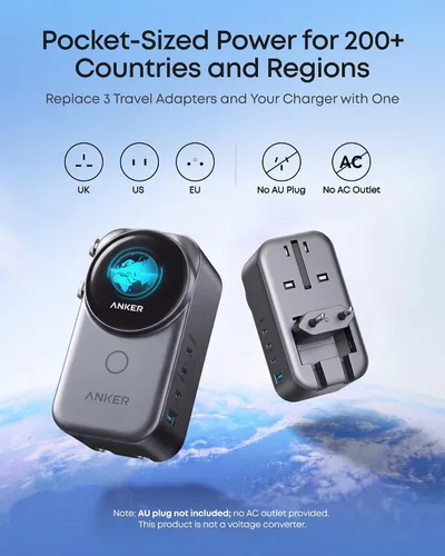 Vista 2 de Anker Cargador universal, 100 W GaN USB C carga rápida de viaje Gris-oscuro