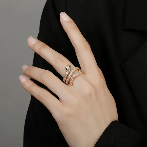 Vista 2 de Winssigma Anillo de serpiente para mujer, anillo de mariposa, anillos de pantera, anillo de cabeza de leopardo, anillo ajustable, Metal