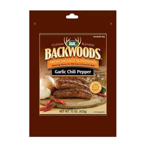 Vista 4 de LEM Backwoods Bratwurst - Condimento para salchichas frescas, 25 libras