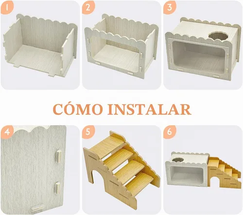 Vista 6 de Fhiny Cámara de madera para escondite de hámster con escalera de escalada, caja de excavación de hámster visible con tablero acrílico transparente