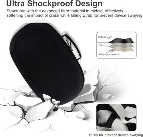 Vista 3 de XINGFUDAO Funda de transporte para auriculares Meta Quest 3 VR y controlador de juegos, Meta Quest 3 funda de transporte con espacio