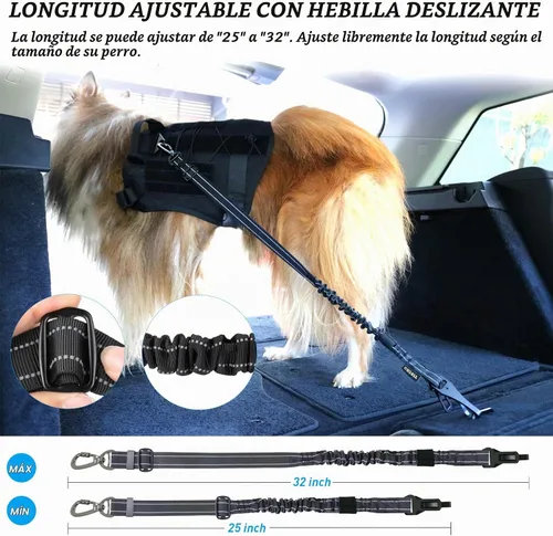 Vista 6 de AUBELL Cinturón de seguridad para perro, 3 en 1, ajustable, reflectante, resistente, arnés de perro con gancho de clip, cierre y hebilla, mosquetón
