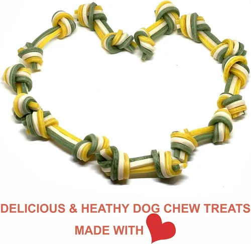 Vista 5 de LuvChew Trata de perro de hilo dental triple libre de cuero crudo 15 unids/bolsa