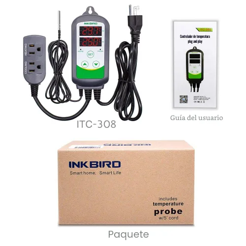 Vista 8 de Controlador de temperatura digital de salida del termostato Inkbird ITC-308, 2-etapas, 1100 W con sensor para reptiles, cerveza, barriles