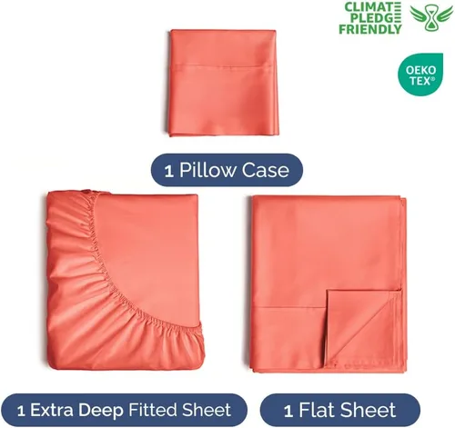 Vista 673 de Extra Deep Twin XL Sheet Set - 3 Piece College Dorm Room - White 01-Blanco