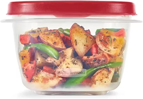 Vista 3 de Rubbermaid Easy Find - Recipientes de almacenamiento de alimentos con tapas, 2 tazas, rojo Racer, juego de 4