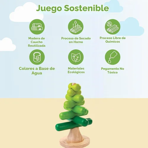 Vista 3 de Juguete apilable en forma de árbol de Plan Toys Árbol apilable