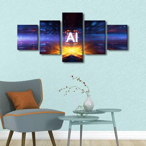 Vista 2 de TUMOVO Arte de pared para oficina C, almacenamiento, imágenes, impresión en lienzo, placa de circuito, tecnología de decoración del hogar, arte