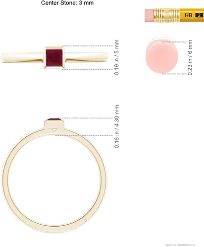 Vista 5 de Angara Solitaire Natural Ruby Stackable Ring for Women for Wedding, Anniversary, Engagement in 14K Solid GoldPlatinum 950 - July Birthstone Jewelry