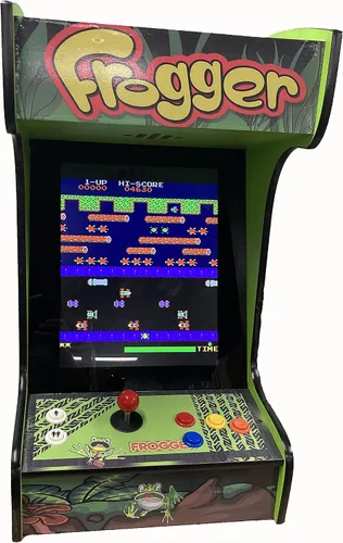 Vista 2 de Doc and Pies Arcade Factory Classic Home Arcade Machine - Tabletop and Bartop - 412 Retro Games - Full Size LCD Screen, Buttons and Joystick (Green)