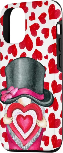 Vista 2 de iPhone 15 Pro Valentines Day Garden Gnome Be Mine Hearts Love Pink Red Case