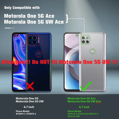 Vista 2 de BNIUT Funda para Motorola One 5G Ace (One 5G UW Ace): Funda Protectora de Doble Capa de Servicio Pesado para Teléfono Celular a Prueba de Golpes