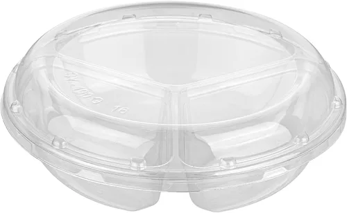 Vista 19 de Restaurantware Thermo Tek - Platos para servir de 7.5 x 2.4 pulgadas con tapas, 100 bandejas desechables para verduras, redondas para fiestas