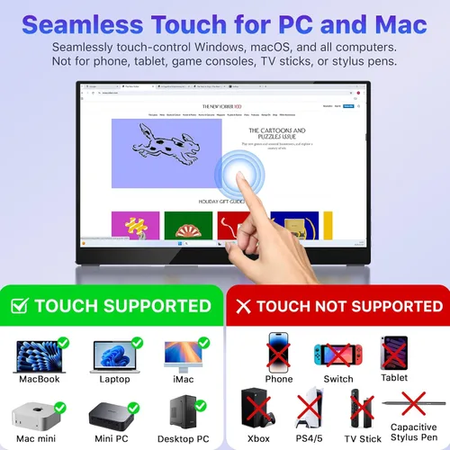 Vista 6 de VisionOwl Monitor portátil para laptop, IPS USB-C HDMI segundo monitor de viaje para MacBook Pro Air, PC, PS5, Xbox, segunda pantalla portátil
