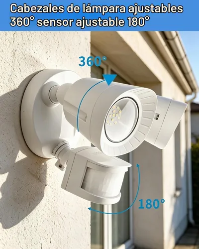 Vista 5 de UFOND Luces LED de seguridad para exteriores, luz con sensor de movimiento, 2400 lúmenes, reflectores de aluminio, impermeable, ángulo ajustable