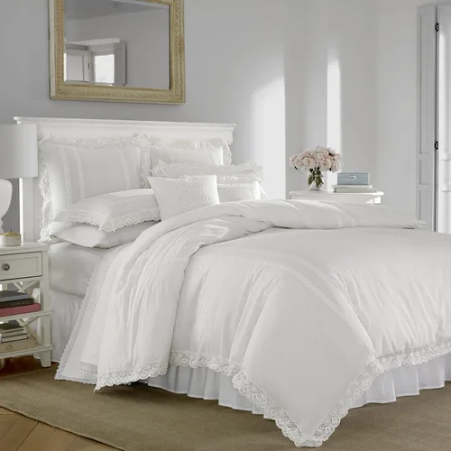 Vista 3 de Laura Ashley Inicio - Almohada con cierre de sobre, elegante decoración del hogar para cama o sofá (blanco Annabella, 18 x 18 pulgadas)