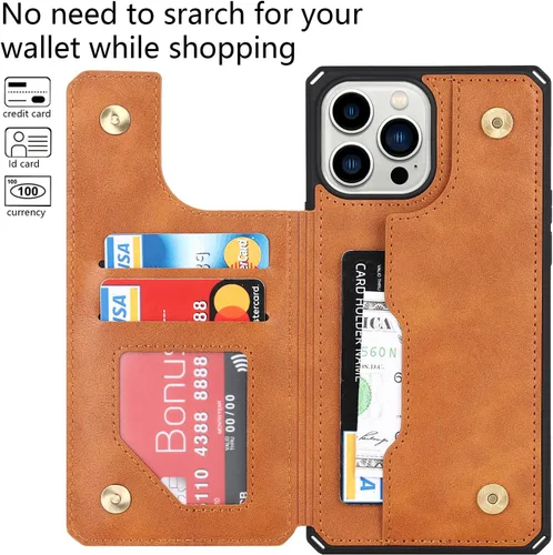 Vista 3 de Cavor Funda para iPhone 11 Pro Max con tarjetero, funda tipo cartera con tarjetero y tarjetero para iPhone 11ProMax, funda de piel sintética