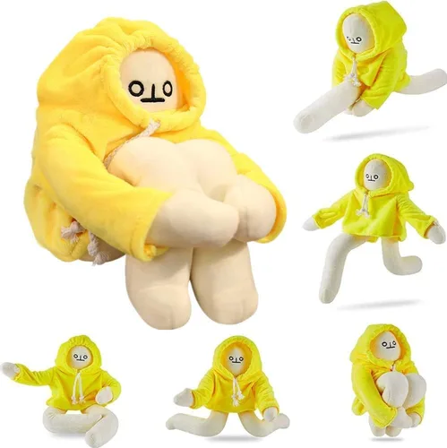 Vista 8 de Juguete de Peluche Hombre Banana, Muñeco Extraño Hombre Banana de 16 Pulgadas con Imán, Divertido Juguete de Descompresión Articulable de Animales