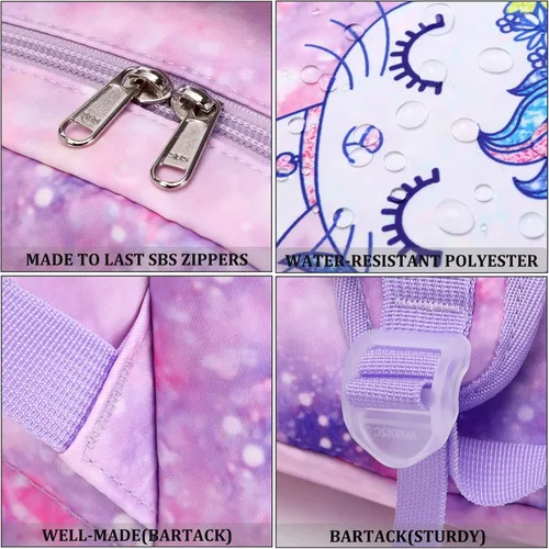 Vista 9 de JIANYA Mochila para niñas y niños, mochilas para libros, lindas y ligeras, *Gato azul claro, Mochila escolar para niña preescolar de jardín