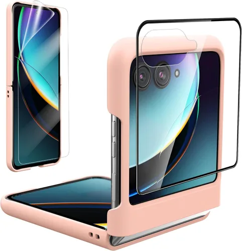 Vista 16 de Foluu Funda delgada para Motorola Razr 2024/2025 [No compatible con Razr Plus 2024], con protector de pantalla frontal integrado, policarbonato mate