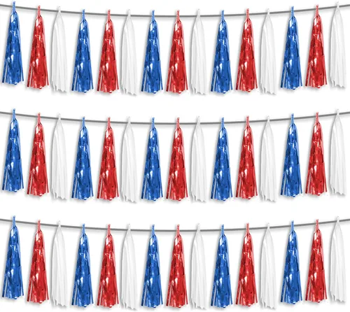 Vista 12 de Banderines de Flecos de Papel Aluminio Negro 3P con Borlas Metálicas Guirnalda de Borlas para Carrozas de Desfile, Despedida de Soltera, Boda