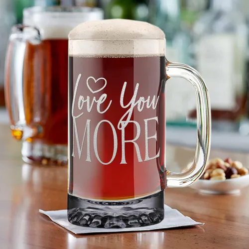 Vista 4 de Love You More - Taza de cerveza de 25 onzas, regalo único de cumpleaños para mujeres y hombres, parejas, bodas, aniversarios