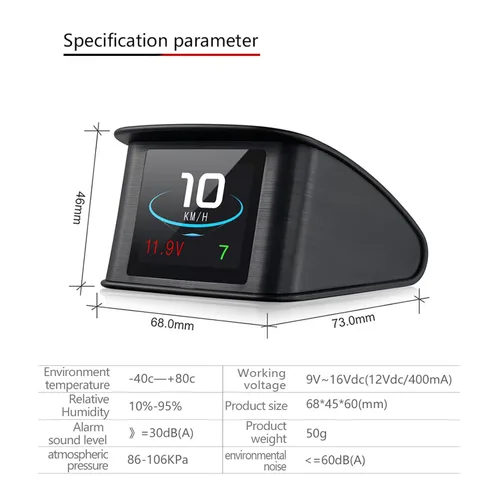 Vista 7 de Pantalla frontal inteligente, pantalla universal GPS de 2.2 pulgadas con pantalla de velocidad, altitud, voltaje, reloj y más alarma