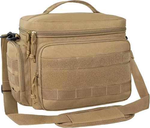 Vista 11 de opux Lonchera táctica para hombres, bolsa de almuerzo aislada negra para hombres adultos, enfriador de almuerzo suave a prueba de fugas