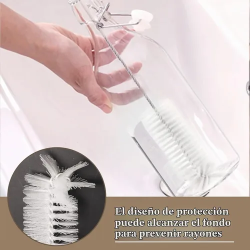 Vista 3 de Yolaist 8 limpiadores de botellas y pajitas, cepillo largo de nailon profundo con asas flexibles de acero inoxidable flexible para botellas