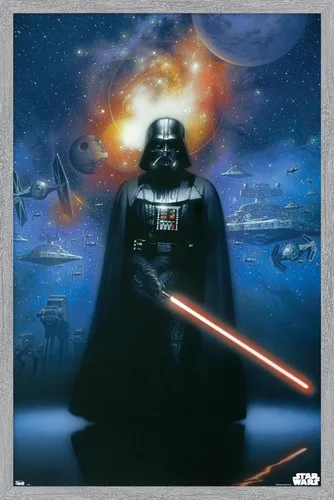 Vista 18 de Trends International Star Wars: Saga - Póster de pared de Vader in Space, 14.725 x 22.375 pulgadas, versión enmarcada de madera de granero