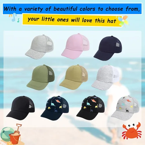 Vista 5 de Gorro de béisbol para niños pequeños, gorro de sol, estampado de dinosaurio, para niños y niñas, de 0 a 8 años
