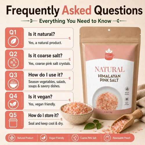 Vista 7 de SPICY ORGANIC Sal natural del Himalaya sin OMG, sal rosa del Himalaya sin gluten, rica en 80 minerales y elementos, 4 onzas.