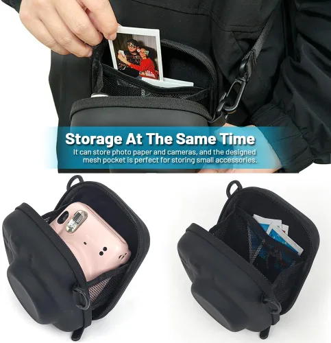 Vista 4 de Funda rígida para cámara instantánea Fujifilm Instax Mini 99/12/11/10/9/8/7+/40, bolsa de transporte protectora EVA con correa para el hombro (A)