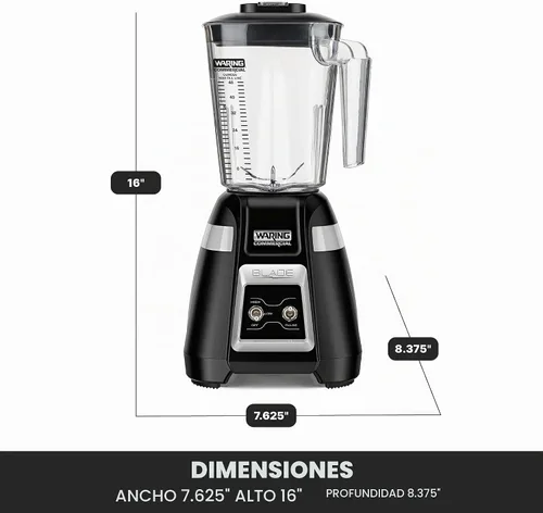 Vista 6 de Waring Batidora de cuchillas con tarro de copoliéster de 48 oz y palanca