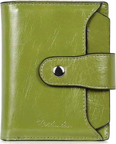 Vista 9 de BOSTANTEN Cartera de piel para mujer, con bloqueo RFID, pequeña, plegable, con bolsillo con cremallera, tarjetero, con ventana de identificación
