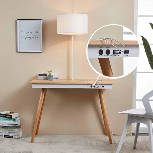 Vista 9 de FENLO Future - Escritorio moderno de 39 pies con estación de carga inalámbrica USB-C y Qi