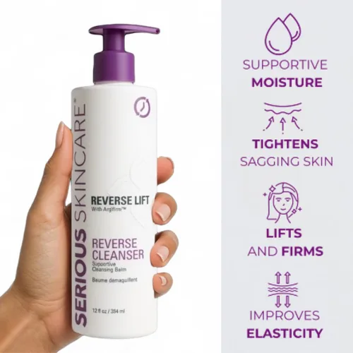 Vista 6 de Serious Skincare Bálsamo limpiador antienvejecimiento con soporte de elevación inversa, lavado facial hidratante, limpiador suave para pieles secas