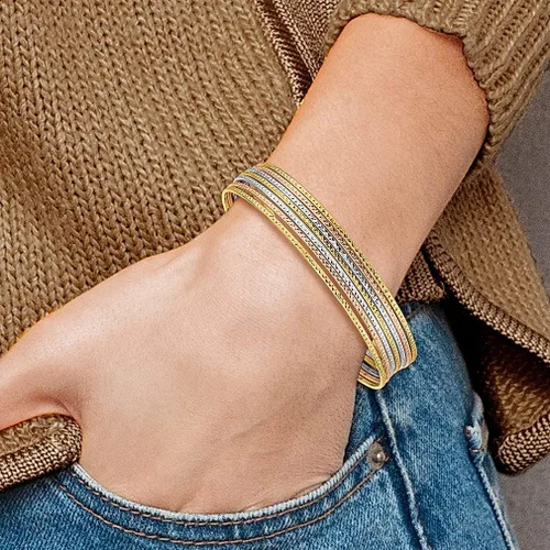 Vista 4 de ICE CARATS 14k Dangle Heart Tri Color Gold Set Of 7 Slip On Bangle Bracelet Fine Jewelry For Women Gifts For Her