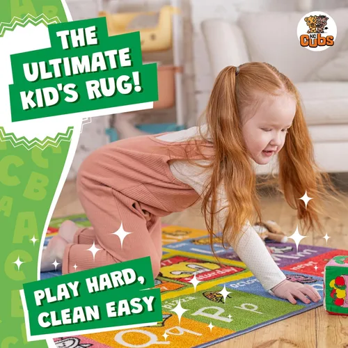 Vista 3 de KC Cubs Alfombra de 3x5 pies con Alfabeto ABC, Estaciones, Meses y Días – Tapete de Juego Educativo para Niños, Niños Pequeños, Cuarto del Bebé
