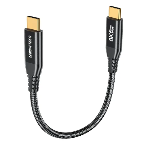 Vista 16 de ZeroneTeck Cable USB C de 40Gbps para Thunderbolt 4 de 0.5 pies, 6 pulgadas, transferencia de datos de 40Gbps, [8K@60Hz/Dual 4K@60Hz] Cable corto