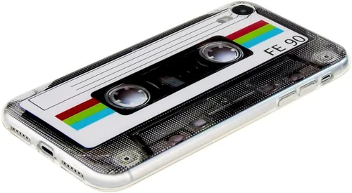 Vista 3 de FAteam - Carcasa trasera suave resistente con acabado mate, con TPU suave, carcasa de cinta de casete retro compatible con iPhone XR