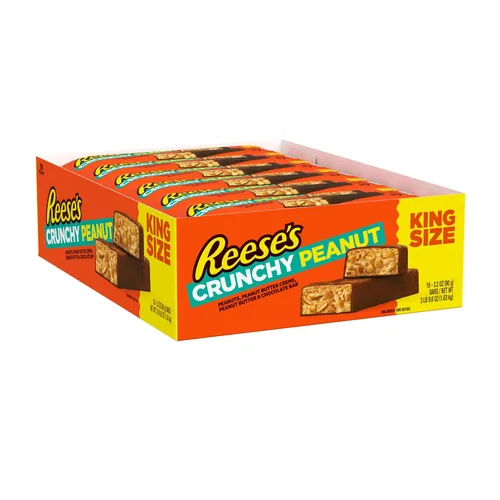 Vista 3 de REESE'S Crujiente mantequilla de maní y maní tamaño King, barras de caramelo, 3.2 onzas (18 unidades)
