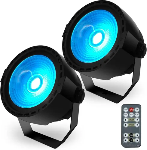 Vista 8 de SHEHDS Luces LED de 30 W COB Wash RGB 3 en 1 luces de fiesta con control remoto y DMX, activado por sonido para bodas, Navidad, espectáculos