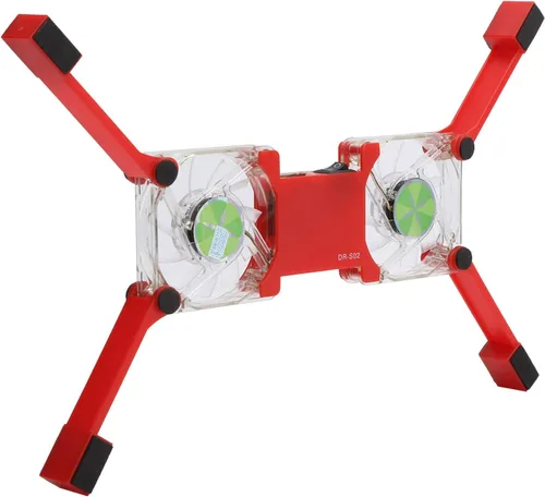 Vista 2 de DR-S02 - Enfriador plegable para laptop con doble ventilador, portátil alimentado por USB, base de refrigeración con soporte antideslizante (rojo)