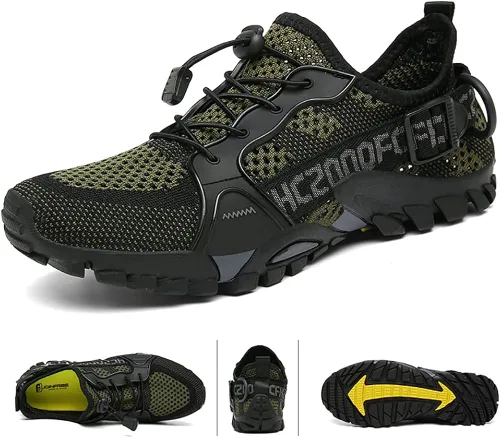 Vista 6 de TANGYUGEN Zapatos de agua para hombre y mujer, zapatos de senderismo al aire libre, secado rápido, zapatos acuáticos para playa, senderismo