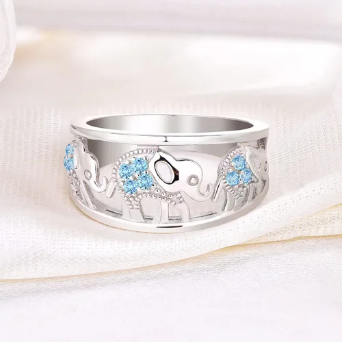 Vista 18 de JO WISDOM Anillo de elefante de plata de ley 925 con circonita cúbica